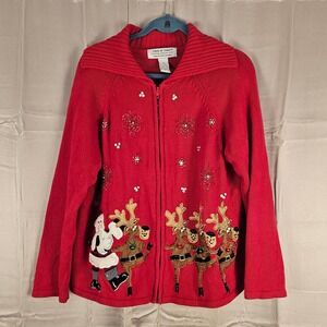 Vintage Carly St Claire 2004‎ Christmas Collection Full Zip Cardigan Sweater XL